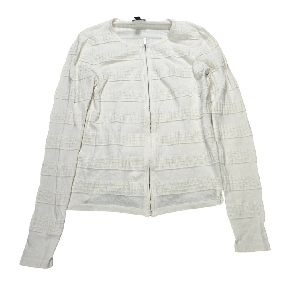 Ann Taylor Factory Zip Front Cardigan Sweater Women's Size XS White Textured